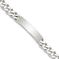 Sterling Silver Polished Engravable Curb Link 36x 9mm Plate ID Bracelet, 8" view 1