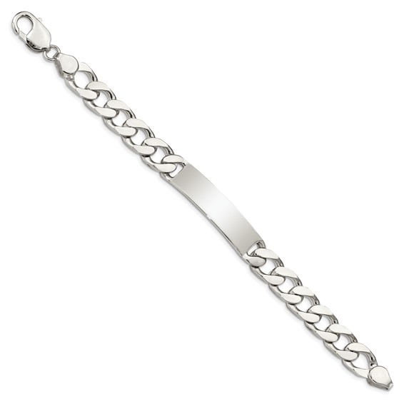 Sterling Silver Polished Engraveable Curb Link ID Bracelet