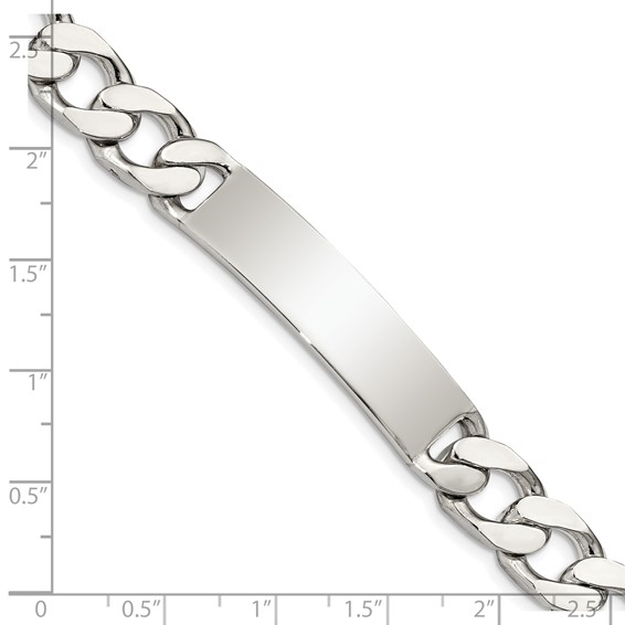 Sterling Silver Polished Engraveable Curb Link ID Bracelet