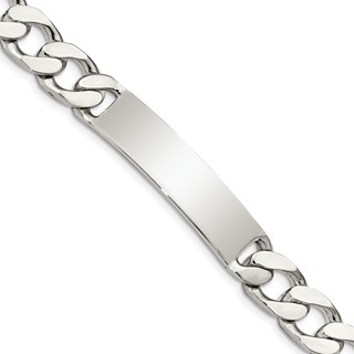 Sterling Silver Polished Engraveable Curb Link ID Bracelet