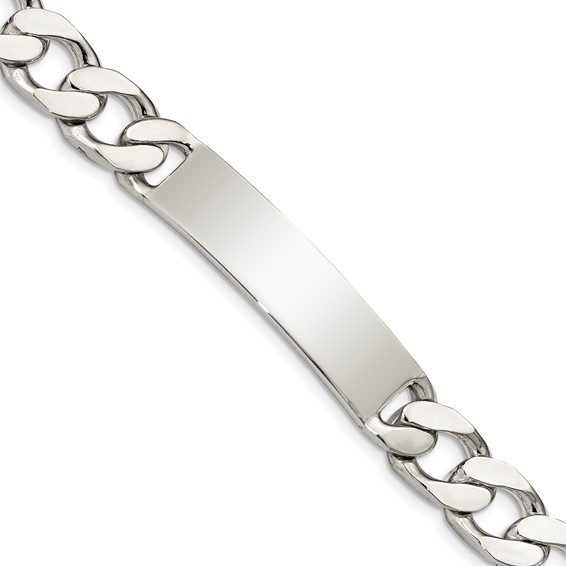 Sterling Silver Polished Engraveable Curb Link ID Bracelet