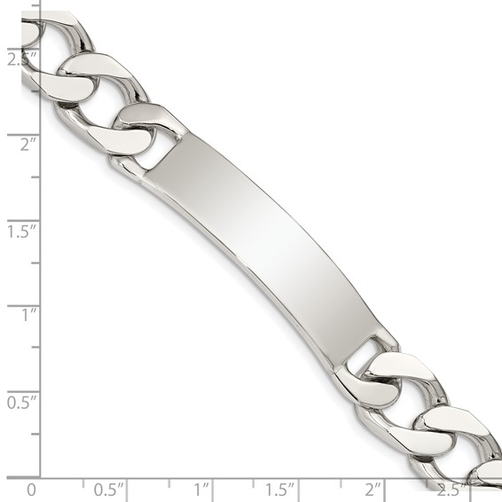 Sterling Silver Polished Engraveable Curb Link ID Bracelet