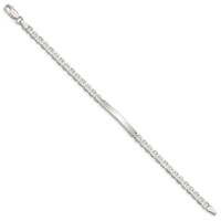 Sterling Silver Polished Engravable Anchor Link 27x 4mm Plate ID Bracelet, 8" view 2