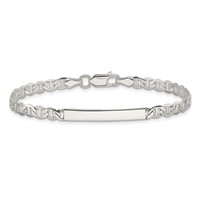 Sterling Silver Polished Engravable Anchor Link 27x 4mm Plate ID Bracelet, 8" view 3