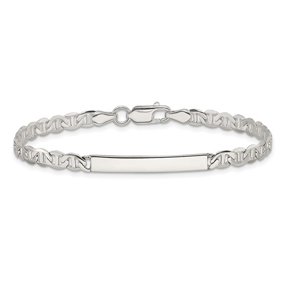 Sterling Silver Polished Engraveable Anchor Link ID Bracelet