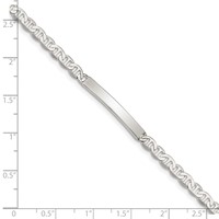Sterling Silver Polished Engravable Anchor Link 27x 4mm Plate ID Bracelet, 8" view 4