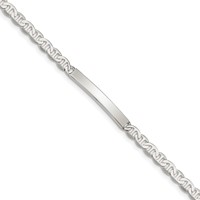 Sterling Silver Polished Engravable Anchor Link 27x 4mm Plate ID Bracelet, 8" view 1