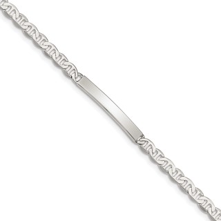 Sterling Silver Polished Engraveable Anchor Link ID Bracelet