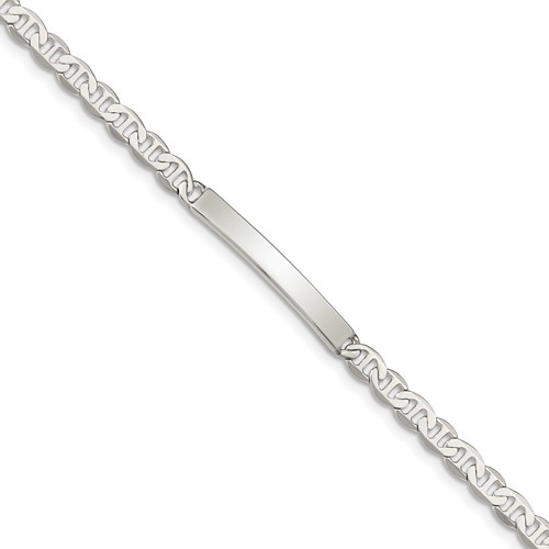 Sterling Silver 8inch Polished Engraveable Anchor Link ID Bracelet