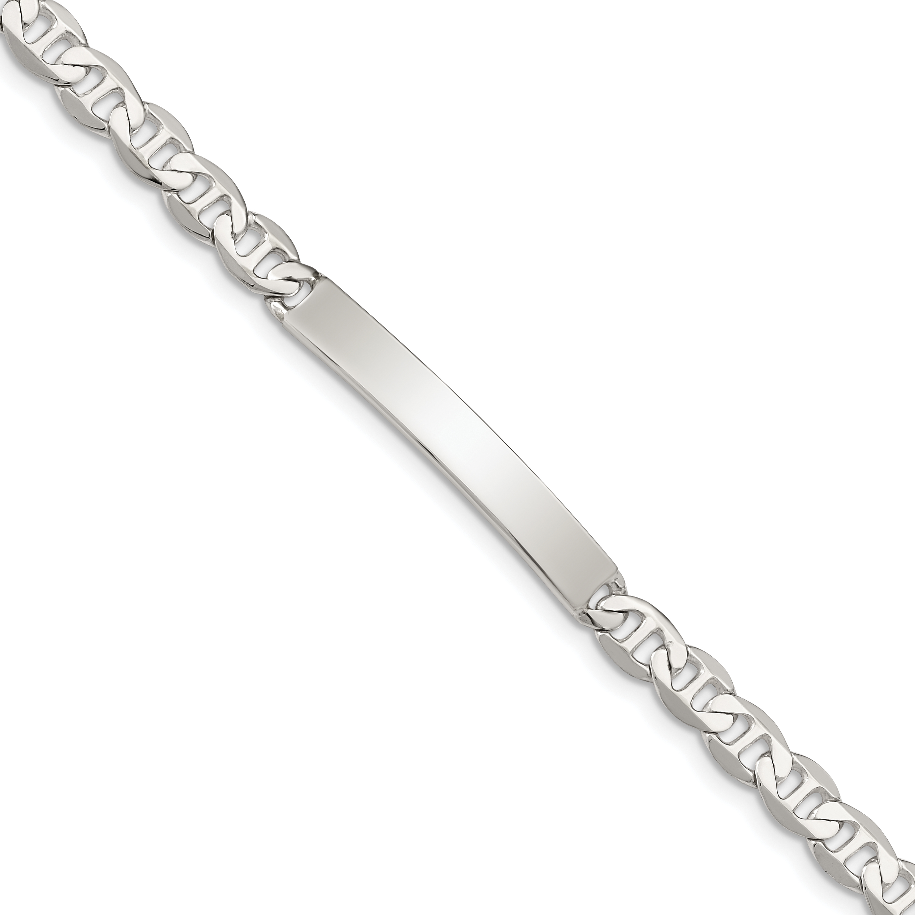 Sterling Silver Polished Engraveable Anchor Link ID Bracelet (QID139-7)