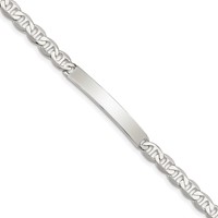 Sterling Silver Polished Engravable Anchor Link 33x 5mm Plate ID Bracelet, 7" view 1