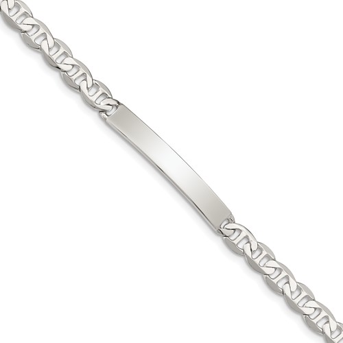 Sterling Silver Polished Engravable Anchor Link 33x 5mm Plate ID Bracelet, 7"