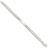 Sterling Silver Polished Engravable Anchor Link 33x 6mm Plate ID Bracelet, 7" view 2