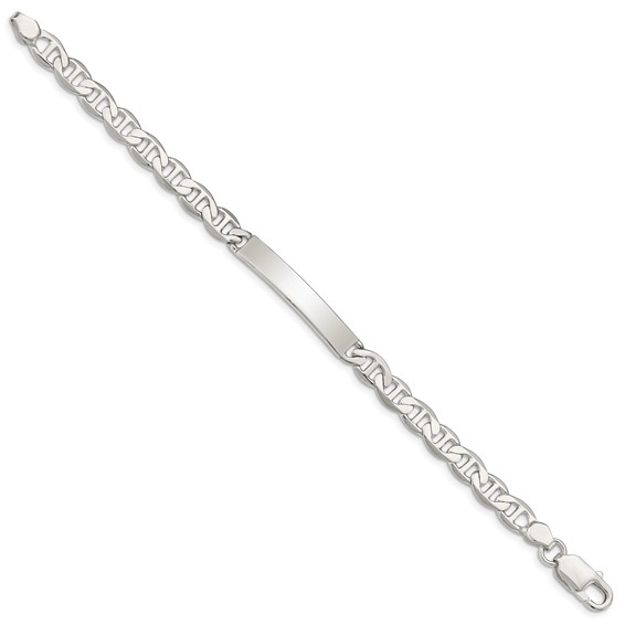 Sterling Silver Polished Engraveable Anchor Link ID Bracelet