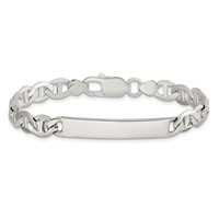 Sterling Silver Polished Engravable Anchor Link 33x 6mm Plate ID Bracelet, 7" view 3