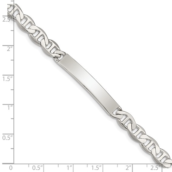 Sterling Silver Polished Engraveable Anchor Link ID Bracelet