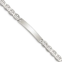 Sterling Silver Polished Engravable Anchor Link 33x 6mm Plate ID Bracelet, 7" view 1