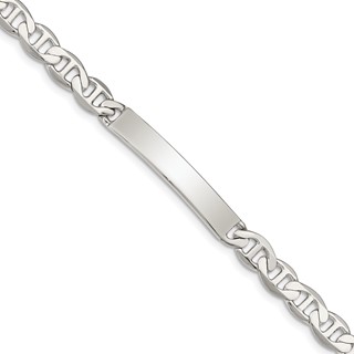 Sterling Silver Polished Engraveable Anchor Link ID Bracelet
