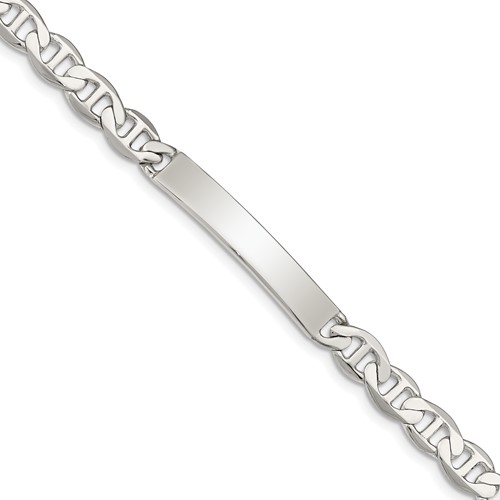 Sterling Silver Polished Engravable Anchor Link 33x 6mm Plate ID Bracelet, 7"