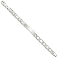 Sterling Silver Polished Engravable Anchor Link 33x 8mm Plate ID Bracelet, 7" view 2