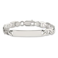 Sterling Silver Polished Engravable Anchor Link 33x 8mm Plate ID Bracelet, 7" view 3