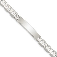 Sterling Silver Polished Engravable Anchor Link 33x 8mm Plate ID Bracelet, 7" view 1