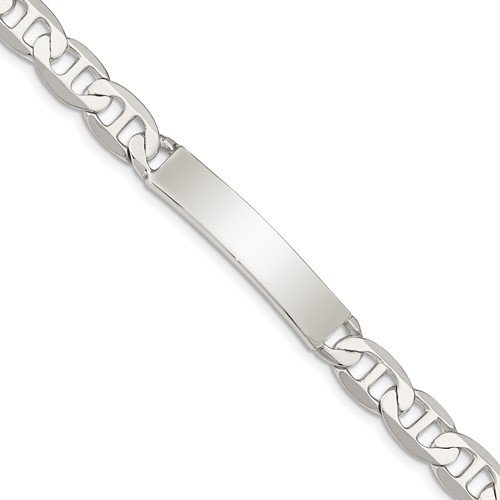 Sterling Silver Polished Engravable Anchor Link 33x 8mm Plate ID Bracelet, 7"