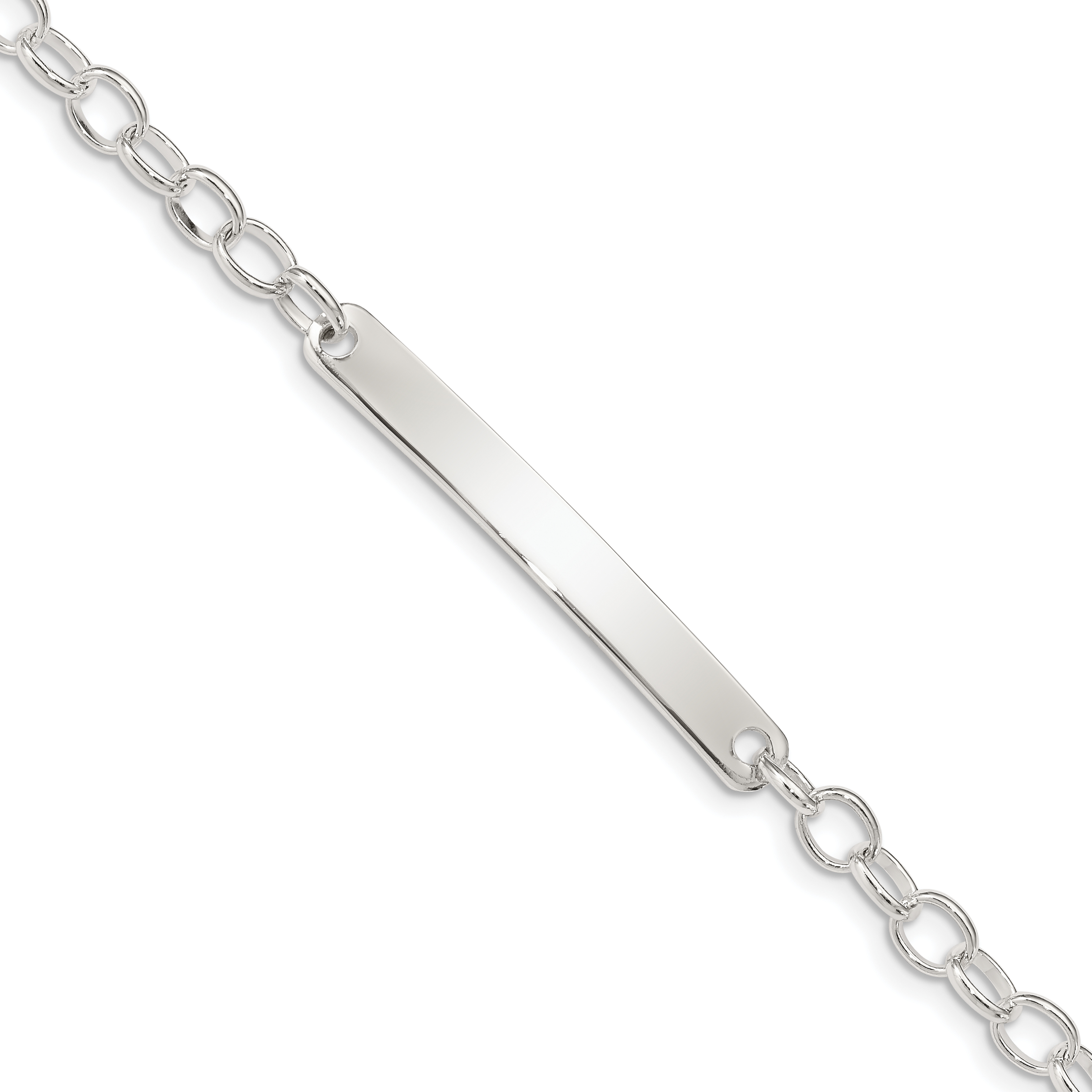 Sterling Silver Small Oval Rolo Link ID Bracelet (QID147-7.5)