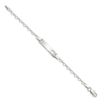 Sterling Silver Engravable Heart Link Bracelet with Cut-out Heart 26x 5mm Plate ID, 6" view 2