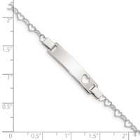 Sterling Silver Engravable Heart Link Bracelet with Cut-out Heart 26x 5mm Plate ID, 6" view 4