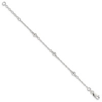 Sterling Silver Polished Fancy Bead Bracelet with Extension Children's, 1" view 2