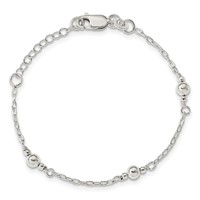 Sterling Silver Polished Fancy Bead Bracelet with Extension Children's, 1" view 4