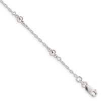 Sterling Silver Polished Fancy Bead Bracelet with Extension Children's, 1" view 1
