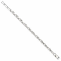 Sterling Silver Polished Beaded Chain Bracelet with Ext. Children's, 1" view 2