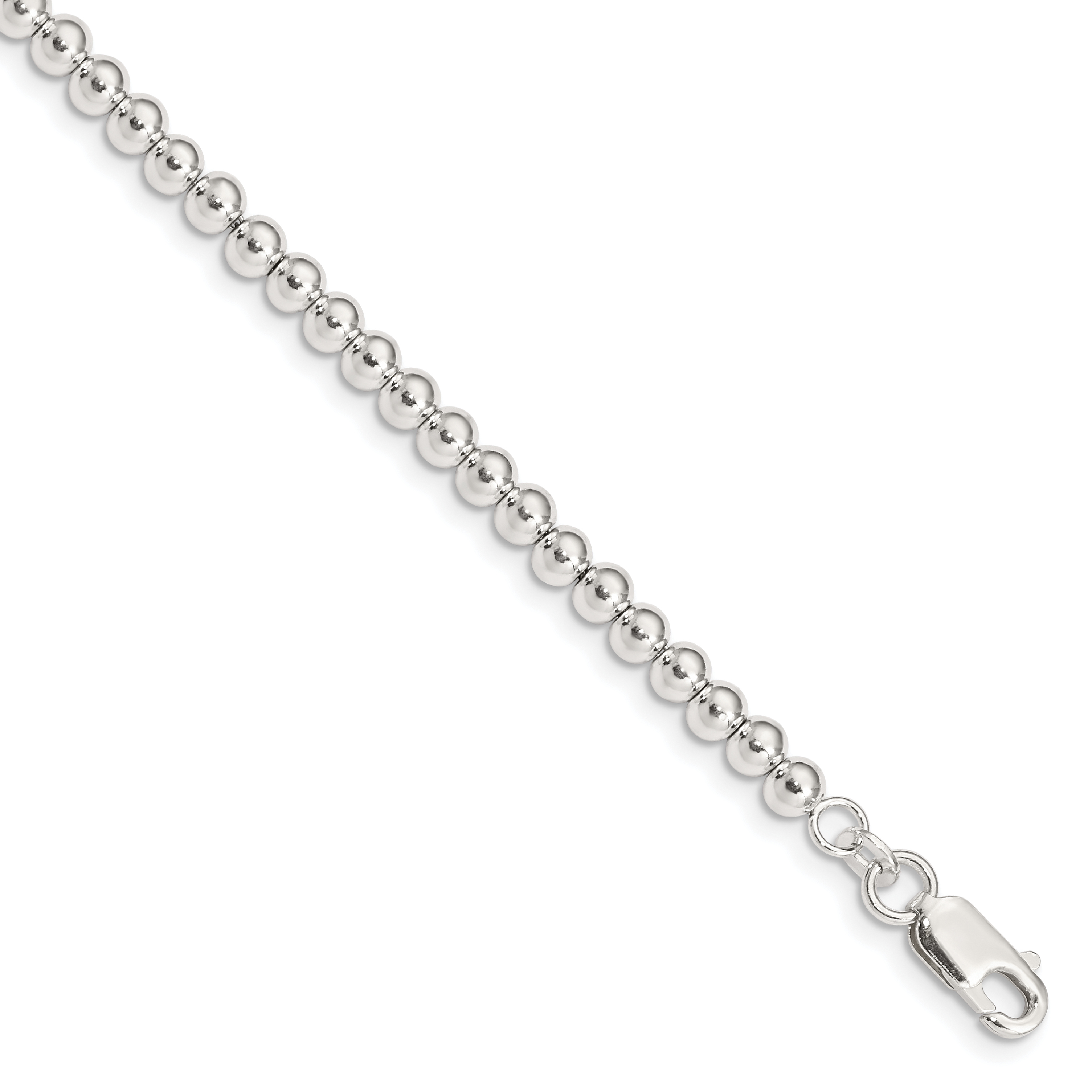 Sterling Silver Polished Beaded Chain with 1in Ext. Children's Bracelet (QID164)