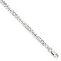 Sterling Silver Polished Beaded Chain Bracelet with Ext. Children's, 1" view 1