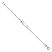 Sterling Silver Engravable Curb Link Cut-out Heart 24x 6mm Plate Adjustable ID Bracelet, 6" view 2