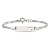 Sterling Silver Engravable Curb Link Cut-out Heart 24x 6mm Plate Adjustable ID Bracelet, 6" view 3