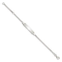 Sterling Silver Engravable Curb Link 27x5mm Plate Adjustable ID Bracelet - 6in view 2