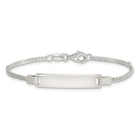 Sterling Silver Engravable Curb Link 27x5mm Plate Adjustable ID Bracelet - 6in view 3
