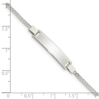 Sterling Silver Engravable Curb Link 27x5mm Plate Adjustable ID Bracelet - 6in view 4