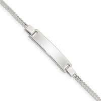 Sterling Silver Engravable Curb Link 27x5mm Plate Adjustable ID Bracelet - 6in view 1