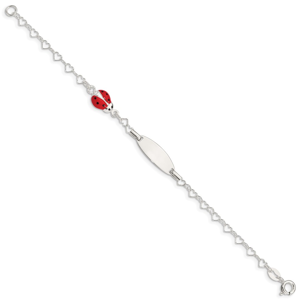 Sterling Silver Polished Lady Bug Baby Engraveable ID Bracelet (QID172-5.5)