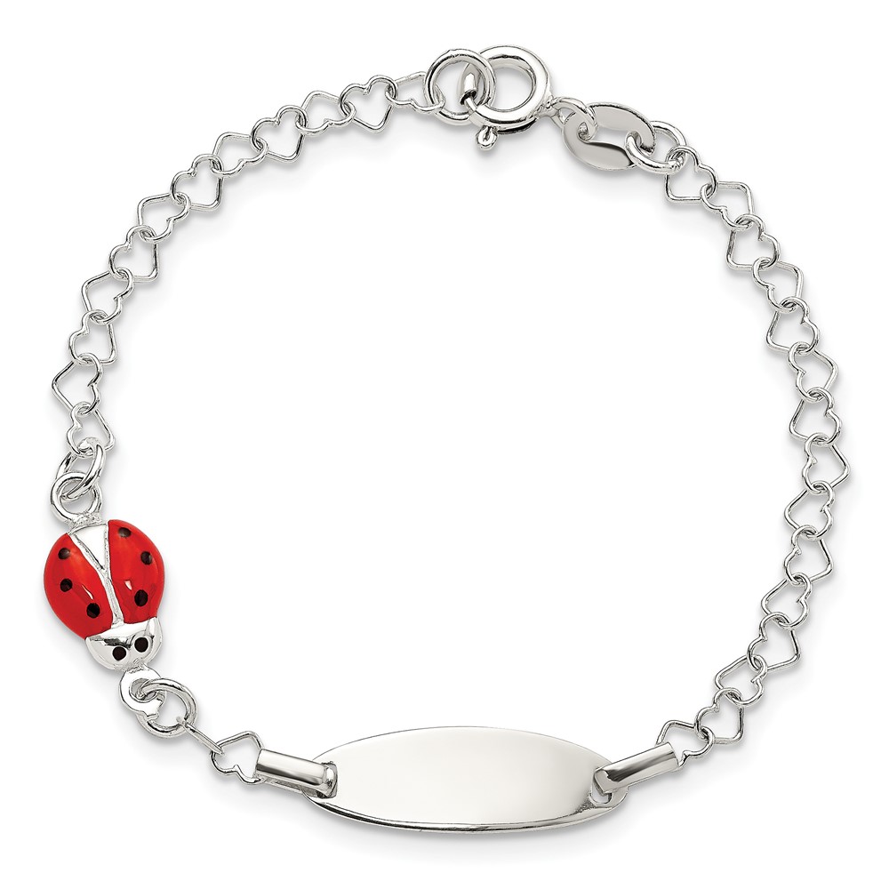 Sterling Silver Polished Lady Bug Baby Engraveable ID Bracelet (QID172-5.5)