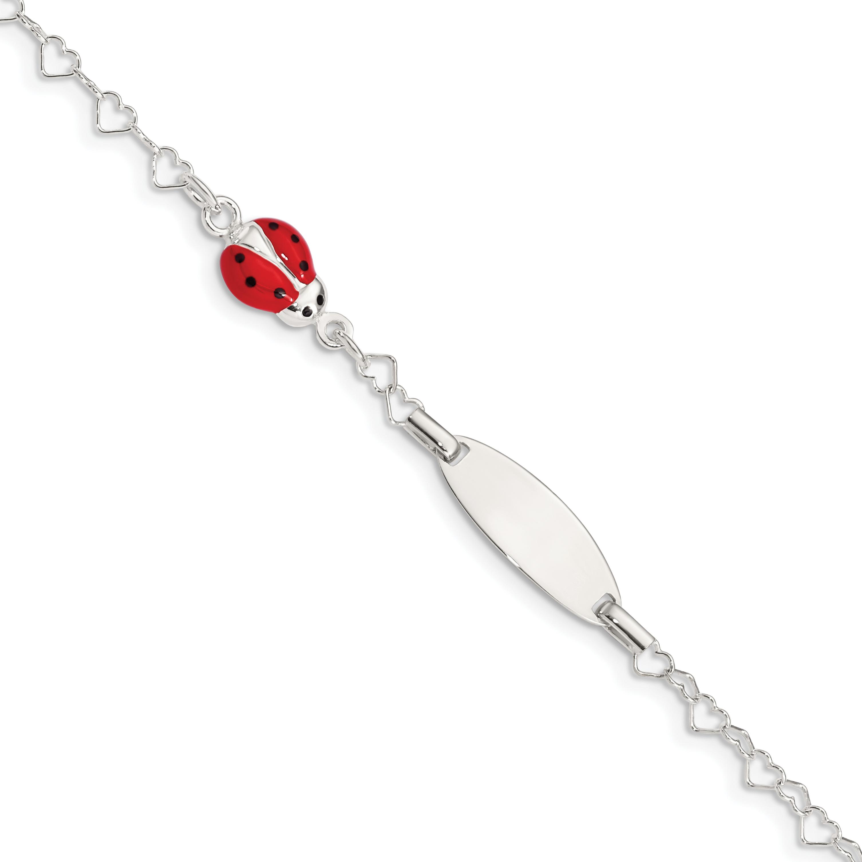 Sterling Silver Polished Lady Bug Baby Engraveable ID Bracelet (QID172-5.5)