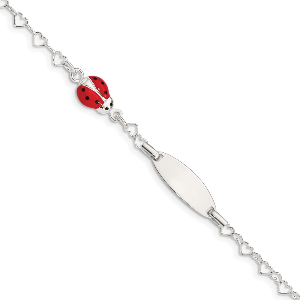 Sterling Silver Polished Lady Bug Baby Engraveable ID Bracelet (QID172-5.5)