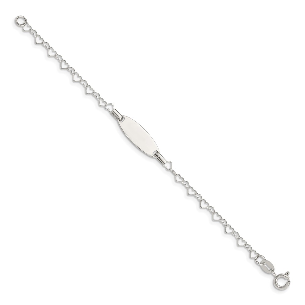 Sterling Silver Polished Engraveable Children's ID Heart Link Bracelet (QID173-5.5)