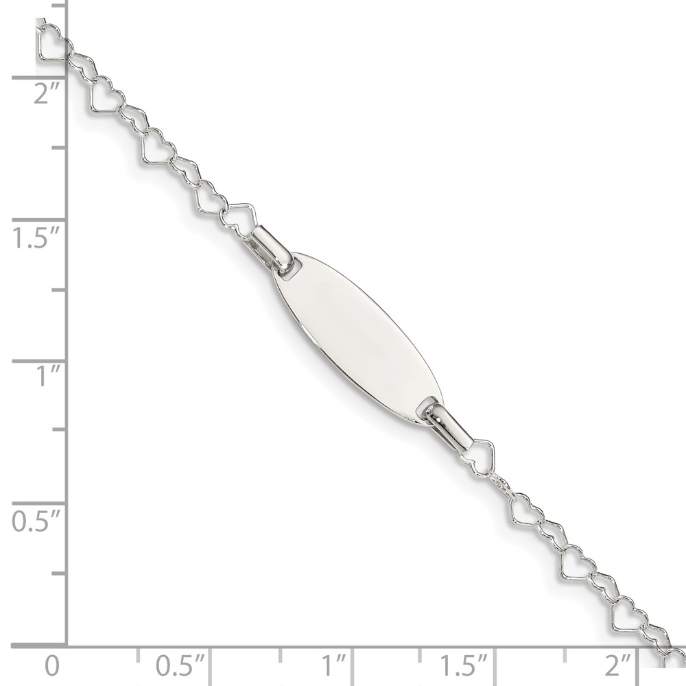 Sterling Silver Polished Engraveable Children's ID Heart Link Bracelet (QID173-5.5)