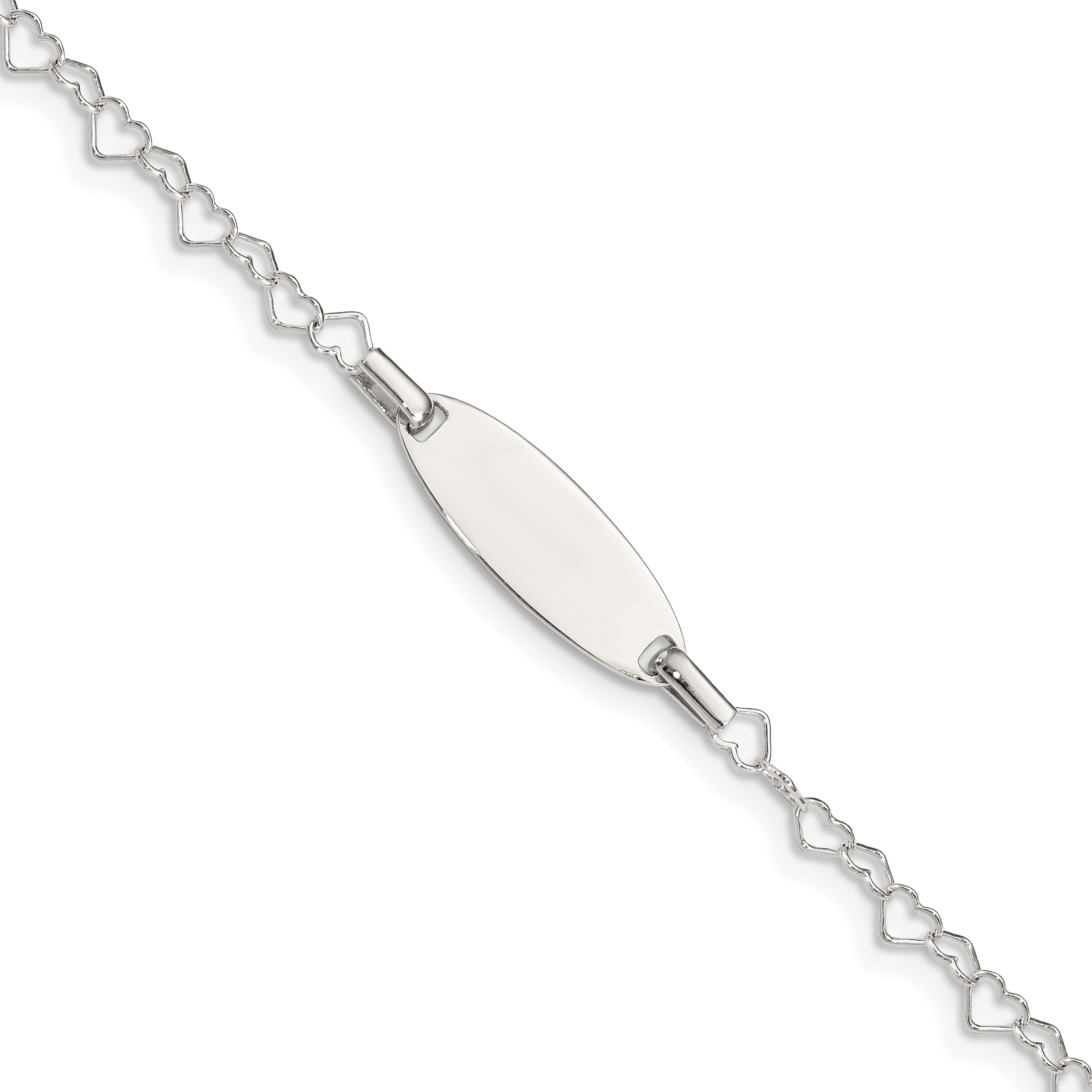 Sterling Silver Polished Engraveable Children's ID Heart Link Bracelet (QID173-5.5)