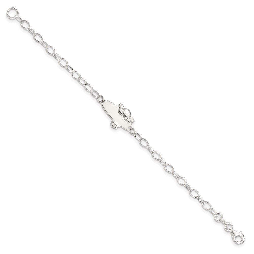 Sterling Silver Polished Angel Baby Engraveable ID Bracelet (QID175-6)